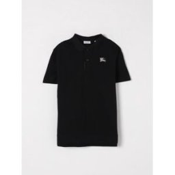 Burberry Polo in cotone con logo Nero Taglia 10