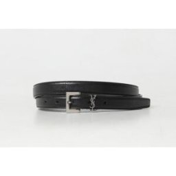 Saint Laurent Cintura Cassandre in pelle a grana Nero Taglia 110