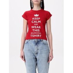 Balenciaga T-shirt in cotone con stampa slogan Rosso Taglia M