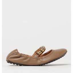 Tod's Ballerina in pelle con anelli metallici Beige Taglia 37½