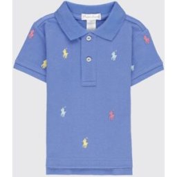 Ralph Lauren Polo in cotone con logo all-over Blue Taglia 6M