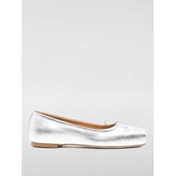Aeyde Ballerina Gabriella in nappa laminata con fiocco Silver Taglia 41