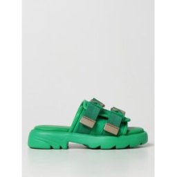 Bottega Veneta Sandalo Flash Flat in gomma e tela Verde Taglia 39