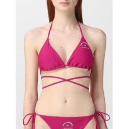 Lagerfeld Top bikini in lycra con logo Viola Taglia M