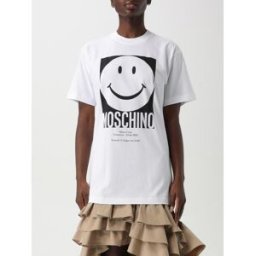 Moschino T-shirt in cotone con stampa Bianco Taglia M
