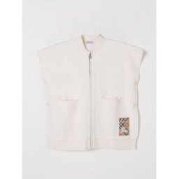 Burberry Mantella in misto lana con toppe check Bianco Taglia L