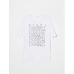 Marni T-shirt in cotone con logo Bianco Taglia 14
