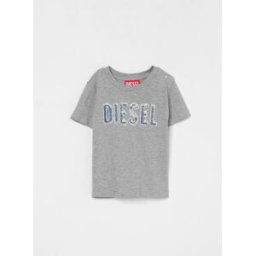 Diesel T-shirt in cotone con logo Grigio Taglia 3M