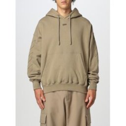 Off-White Felpa in cotone con logo ricamato Beige Taglia M