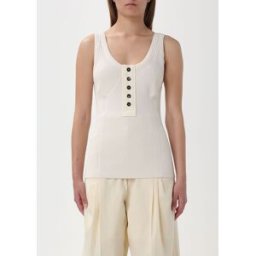 Bottega Veneta Top in cotone con bottoni Panna Taglia M