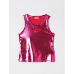 Diesel Top oval D in poliestere metallizzato Fuxia Taglia 16