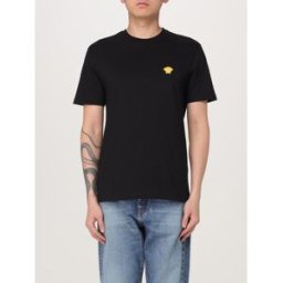 Versace T-shirt in cotone con logo Nero Taglia S