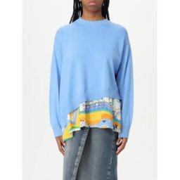 Moschino Pullover in cotone con inserti stampati Azzurro Taglia XS