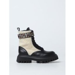 Moschino Stivaletto in pelle e shearling Nero Taglia 34
