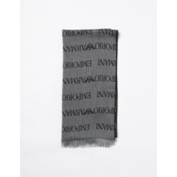 Emporio Armani Sciarpa con logo all-over Blue Taglia OS