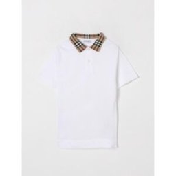 Burberry Polo in cotone con collo check Bianco Taglia 8