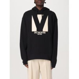 Valentino Felpa Chez in cotone con logo Nero Taglia S