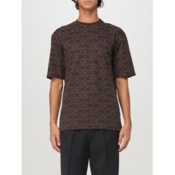 Moschino T-shirt in cotone con logo all over Marrone Taglia 46