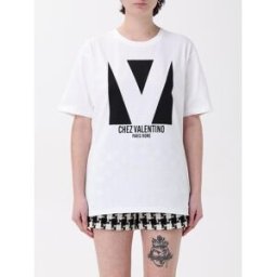 Valentino T-shirt Chez in jersey con logo Bianco Taglia S