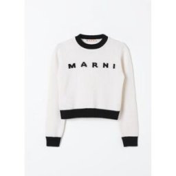 Marni Maglia a girocollo con maxi logo Naturale Taglia 10