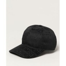 Moschino Cappello in misto cotone con logo jacquard Nero 1 Taglia OS