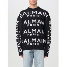 Balmain Maglia con logo all-over Nero Taglia S