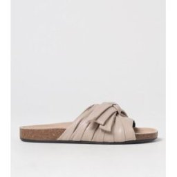 Jw Anderson Sandalo in pelle drappeggiata con fiocco Ecru Taglia 38