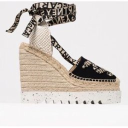 Stella McCartney Espadrillas Gaia in canvas e iuta con logo jacquard Nero Taglia 39