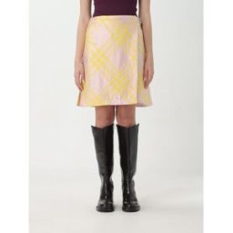 Burberry Gonna in misto seta check Giallo Taglia 8