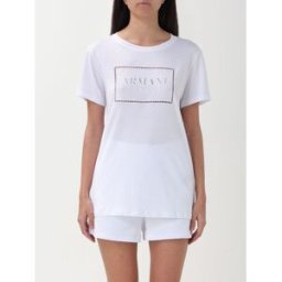 Armani T-shirt in cotone con logo traforato Bianco Taglia M