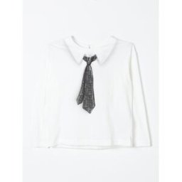 Monnalisa T-shirt con stampa cravatta Panna Taglia S