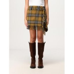 Burberry Gonna in lana check Senape Taglia M