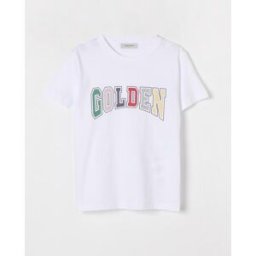 Golden Goose T-shirt in cotone con logo multicolor Bianco Taglia 4