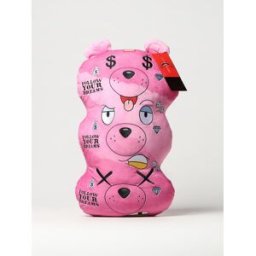 Sprayground Cuscino Triple Bear Pink in ciniglia con ricami all over Fantasia Taglia OS