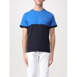 Paul Smith T-shirt in cotone bicolor con patch Blue Taglia M