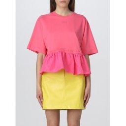 Msgm T-shirt in cotone e taffetà Fuxia Taglia L