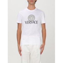 Versace T-shirt Medusa in cotone con stampa logo Bianco Taglia M