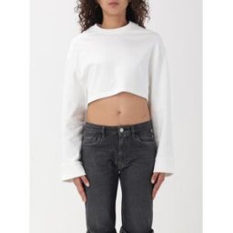 Courrèges Felpa crop in cotone Bianco Taglia M