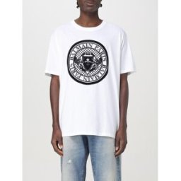 Balmain T-shirt in cotone con logo Bianco Taglia S