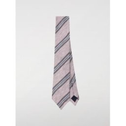 Paul Smith Cravatta in seta e lino con righe jacquard Rosa Taglia OS