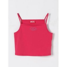 Diesel Top crop oval D in cotone Fuxia Taglia 16