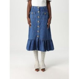 Valentino Gonna in denim di misto cotone Blue Taglia 42