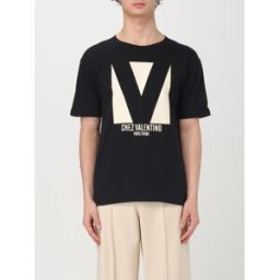 Valentino T-shirt Chez in cotone con logo Nero Taglia M
