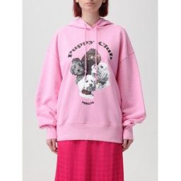 Msgm Felpa in jersey con stampa Rosa Taglia S