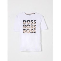 Boss T-shirt in cotone con logo Bianco Taglia 16