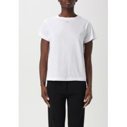 Pinko T-shirt in cotone con mini logo Bianco Taglia M
