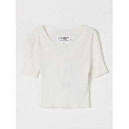 Mm6 Maison Margiela Top a coste stretch Avorio Taglia 14