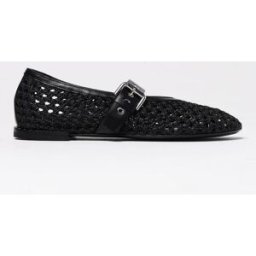 Premiata Ballerina in rafia traforata ed intrecciata Nero Taglia 41