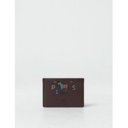 Paul Smith Portacarte di credito in pelle con logo stampato Marrone Taglia OS