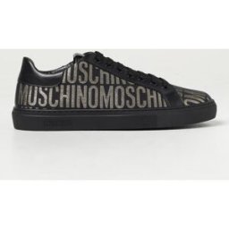 Moschino Sneakers in pelle e tessuto con logo jacquard Oro Taglia 45